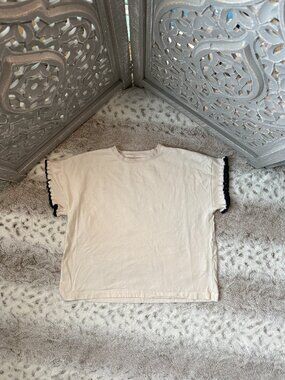 ZARA cream top ruffle sleeves girls size 9 bohemian summer vacation girlhoodcore